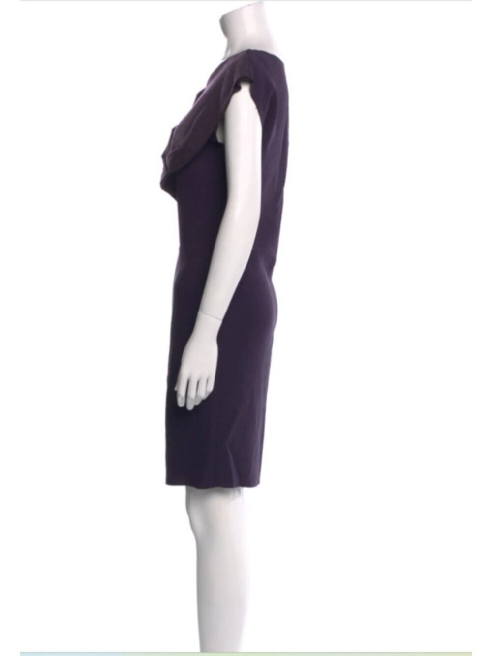 Lanvin Purple Asymmetrical Dress Silk Wool Designer Cocktail Sheath US4 Work - Picture 3 of 6
